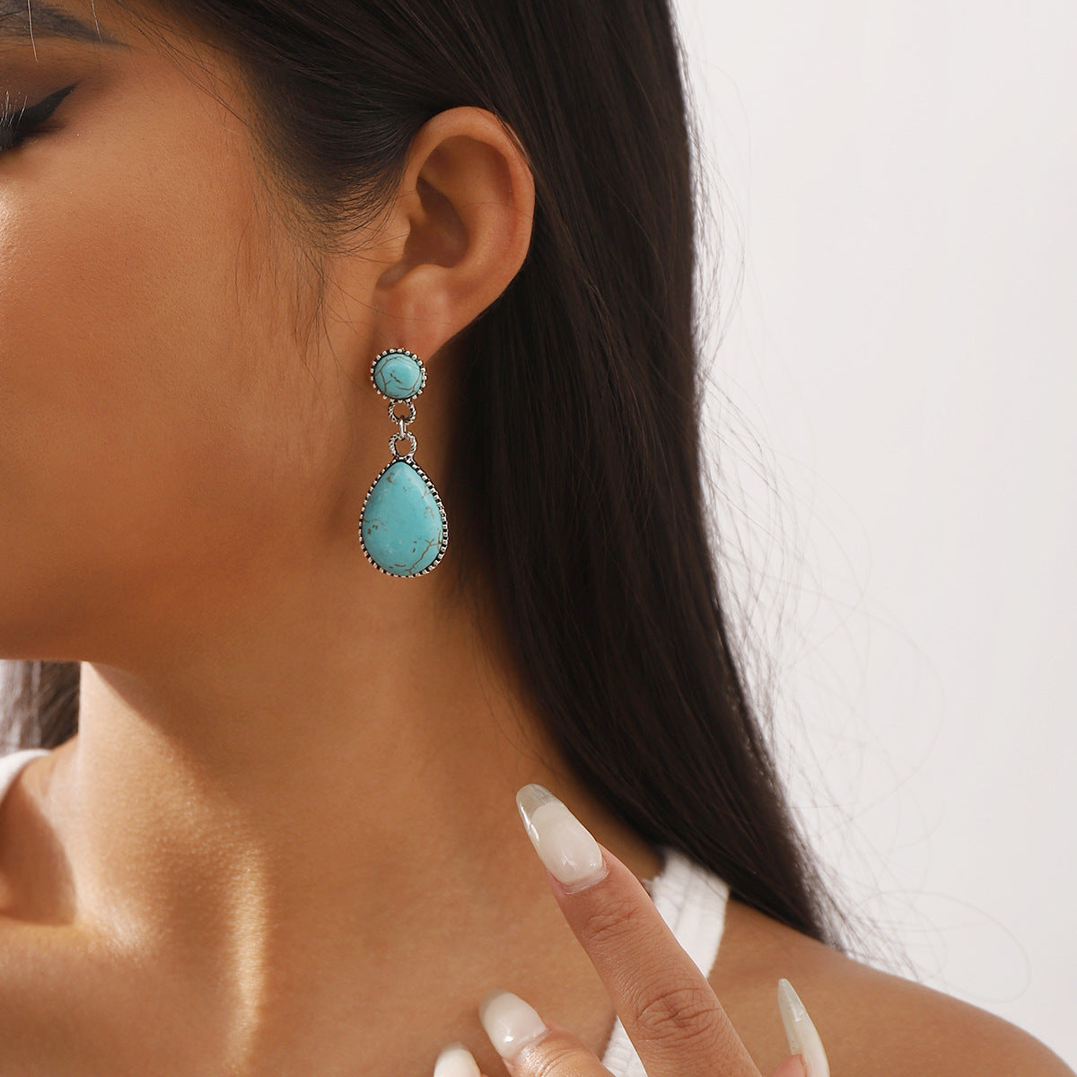 Wholesale Creative Ethnic Retro Geometric Lace Five-pointed Star Earrings