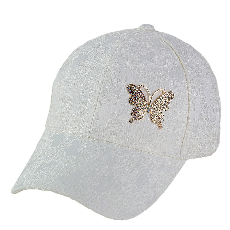 Wholesale Fabric Butterfly Rhinestone Lace Patterned Baseball Hats