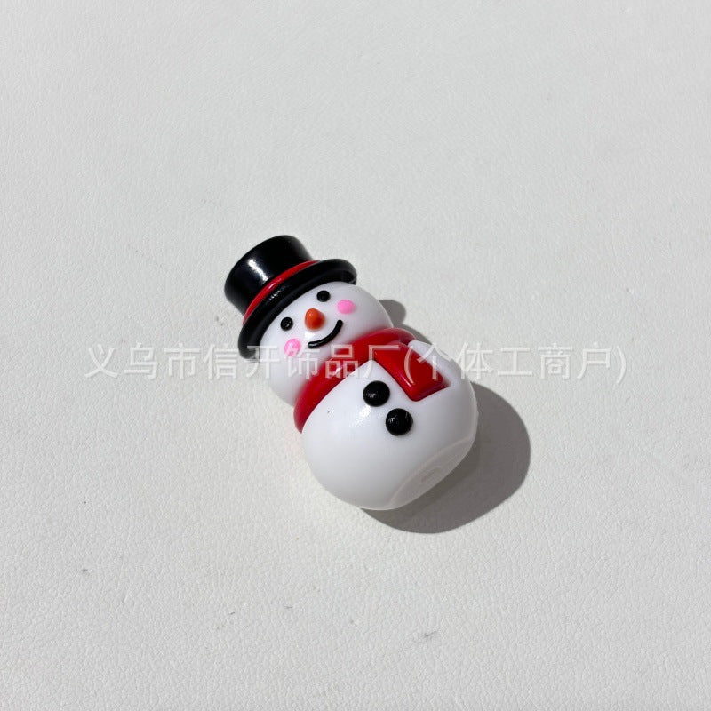 Wholesale  Random 100pcs/pack Perforated Soft Rubber Cartoon Snowman Hat Beads  3D Focal Beads