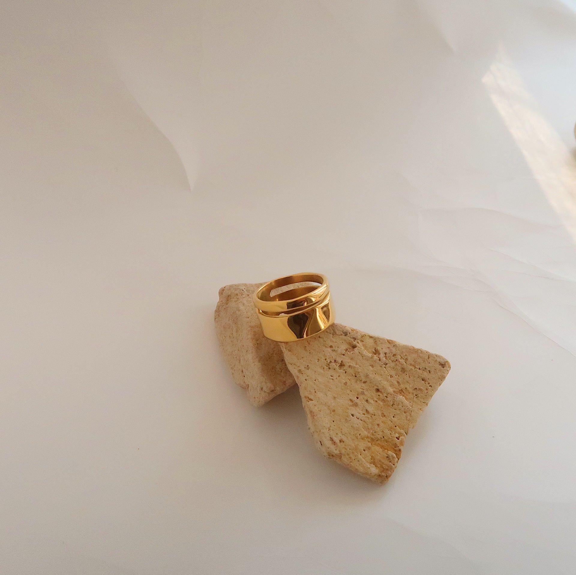 Wholesale Irregular Double Layer Titanium Steel Ring