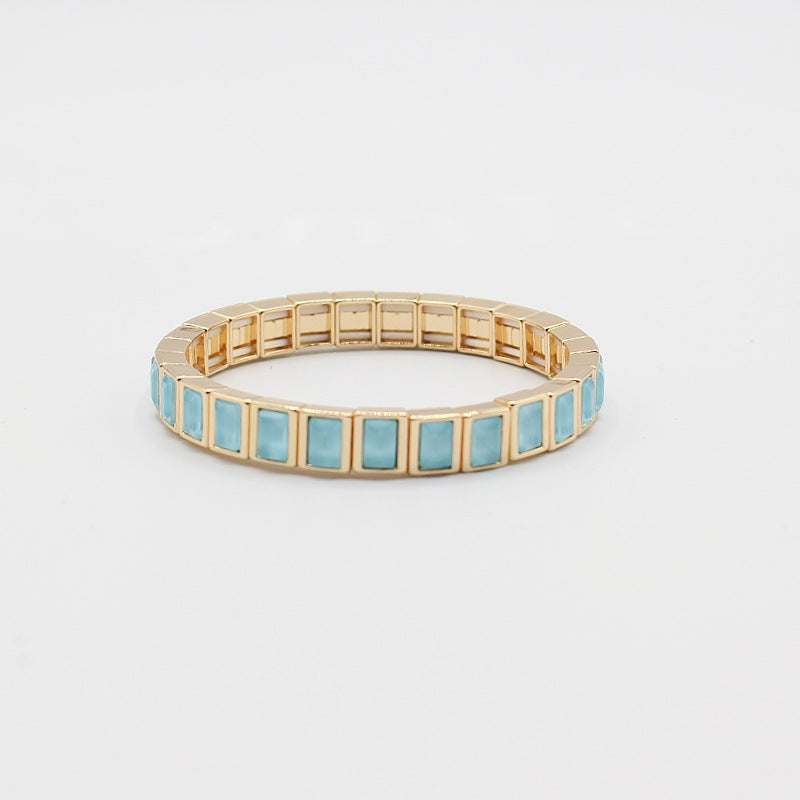 Wholesale Geometric Mocha Crystal Enamel Cuff Bracelet Stackable Bangle Chic Unisex Jewelry Accessory Gift Boutique Resale