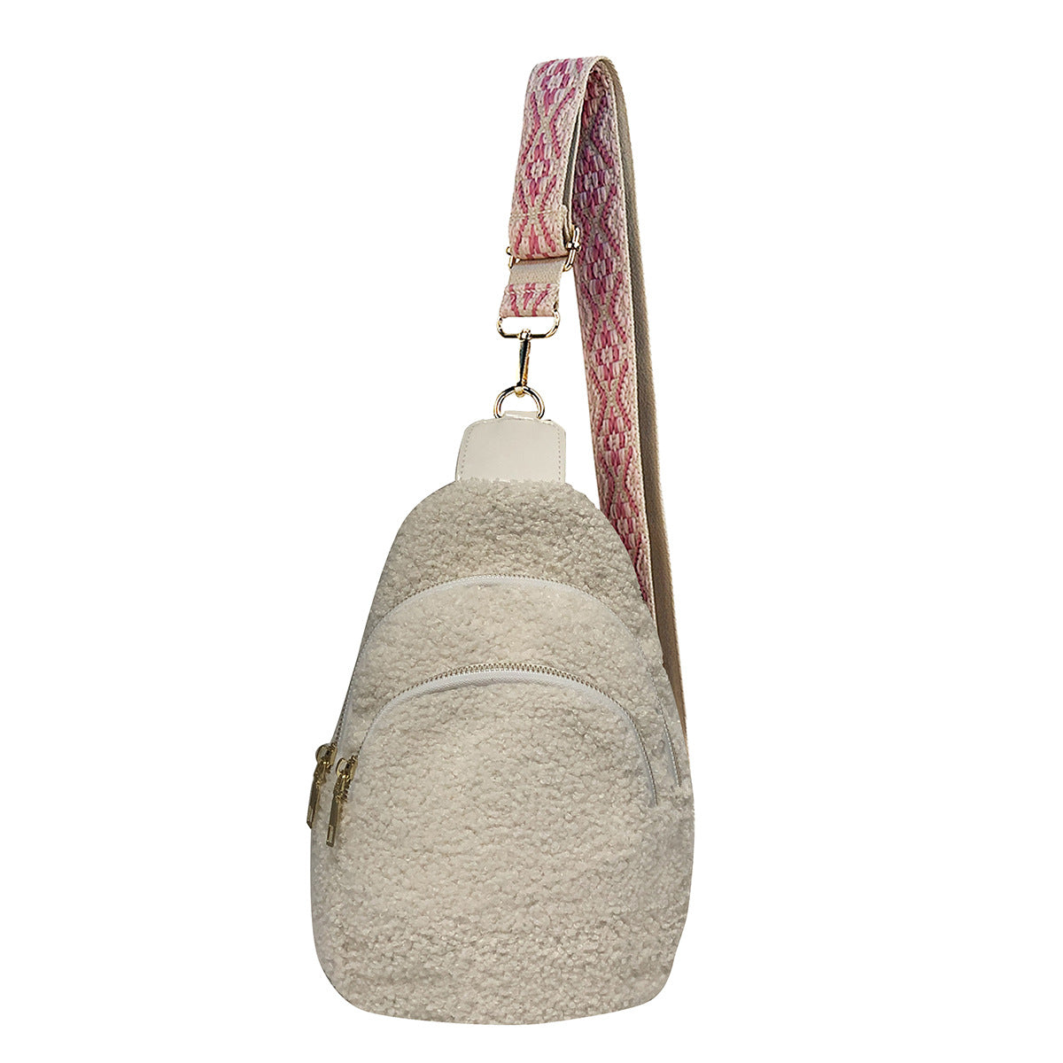 Wholesale Autumn and Winter Wide Shoulder Straps Crossbody Bags Sherpa Plush Chest Bags