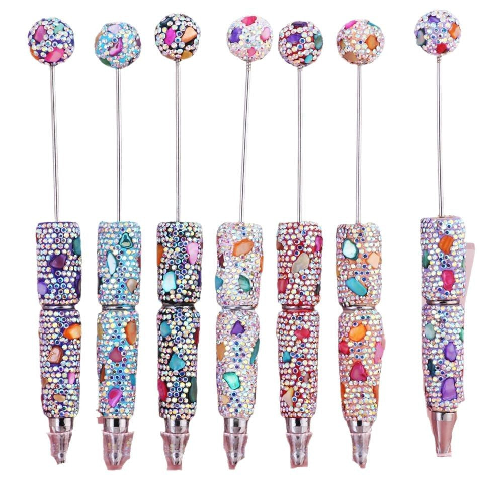 Wholesale selling colorful gem diamond beaded pen exotic shell diamond decorative beaded pen diy gift pen