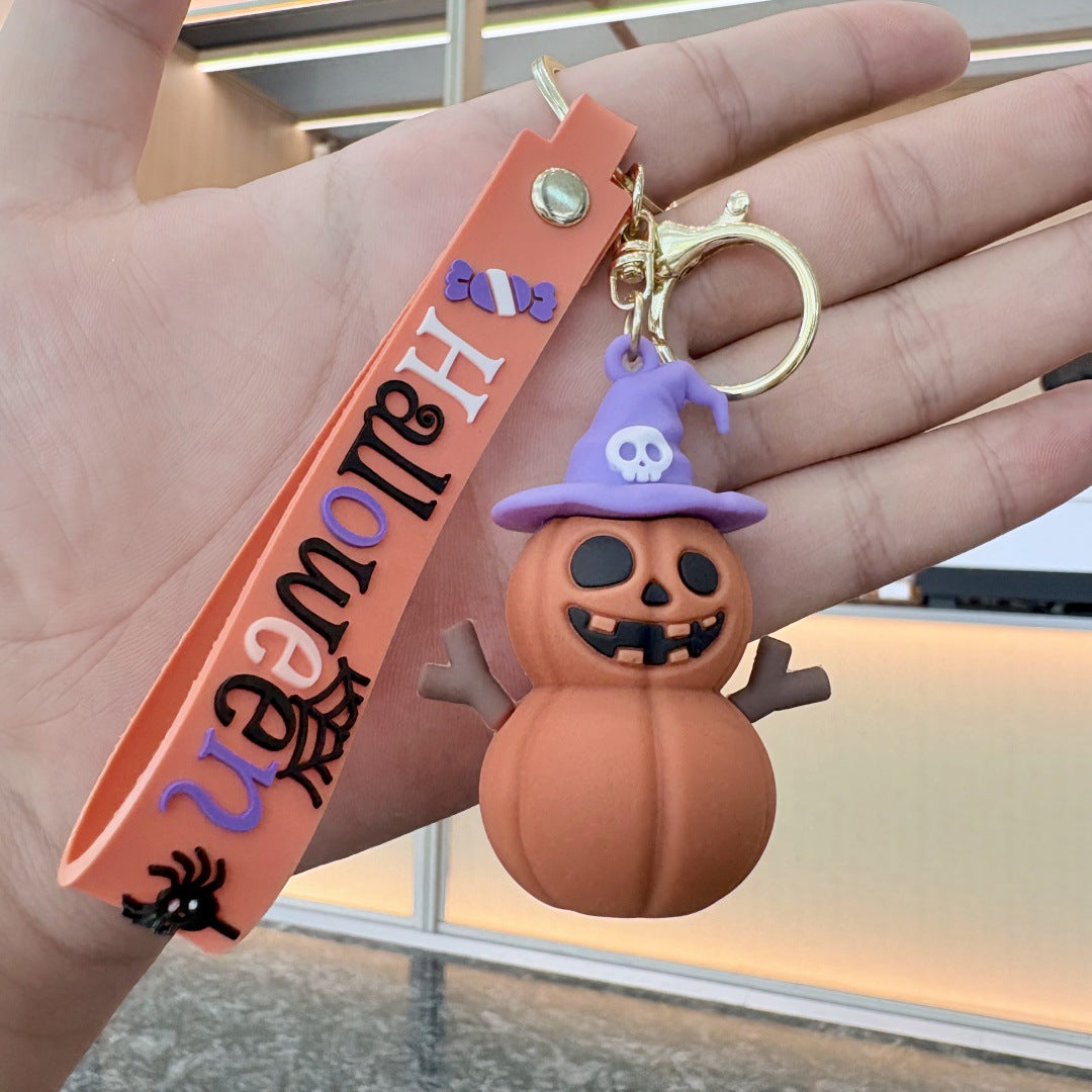 Wholesale PVC Soft Rubber  Pumpkin Skeleton King Cartoon Keychain Car Key Accessory Bag Charm Resale