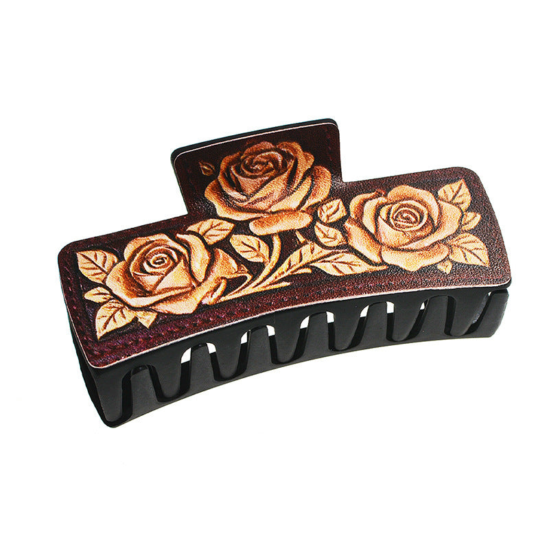 Wholesale Vintage Print Hair Claw Clip For Women Elegant Everyday Hair Accessory