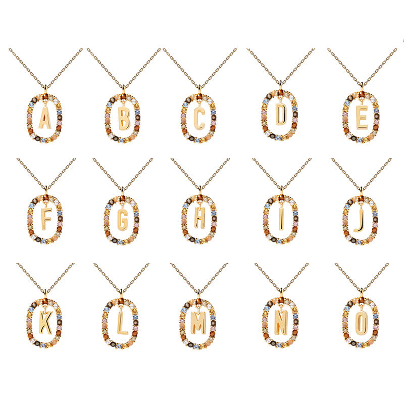 Collares de cobre de cristal de piedra preciosa de alfabeto al por mayor