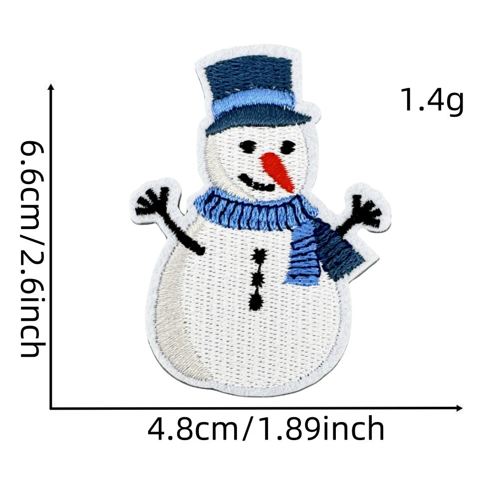 Wholesale Chic Blue Doodle Christmas Embroidery Patches Clothing Applique Stickers DIY Fashion Accessory Gift