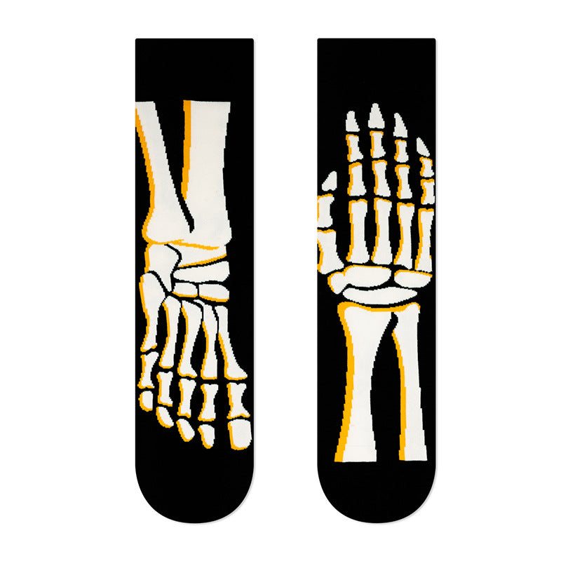 Wholesale Halloween Jacquard Asymmetric Couple Cotton Socks