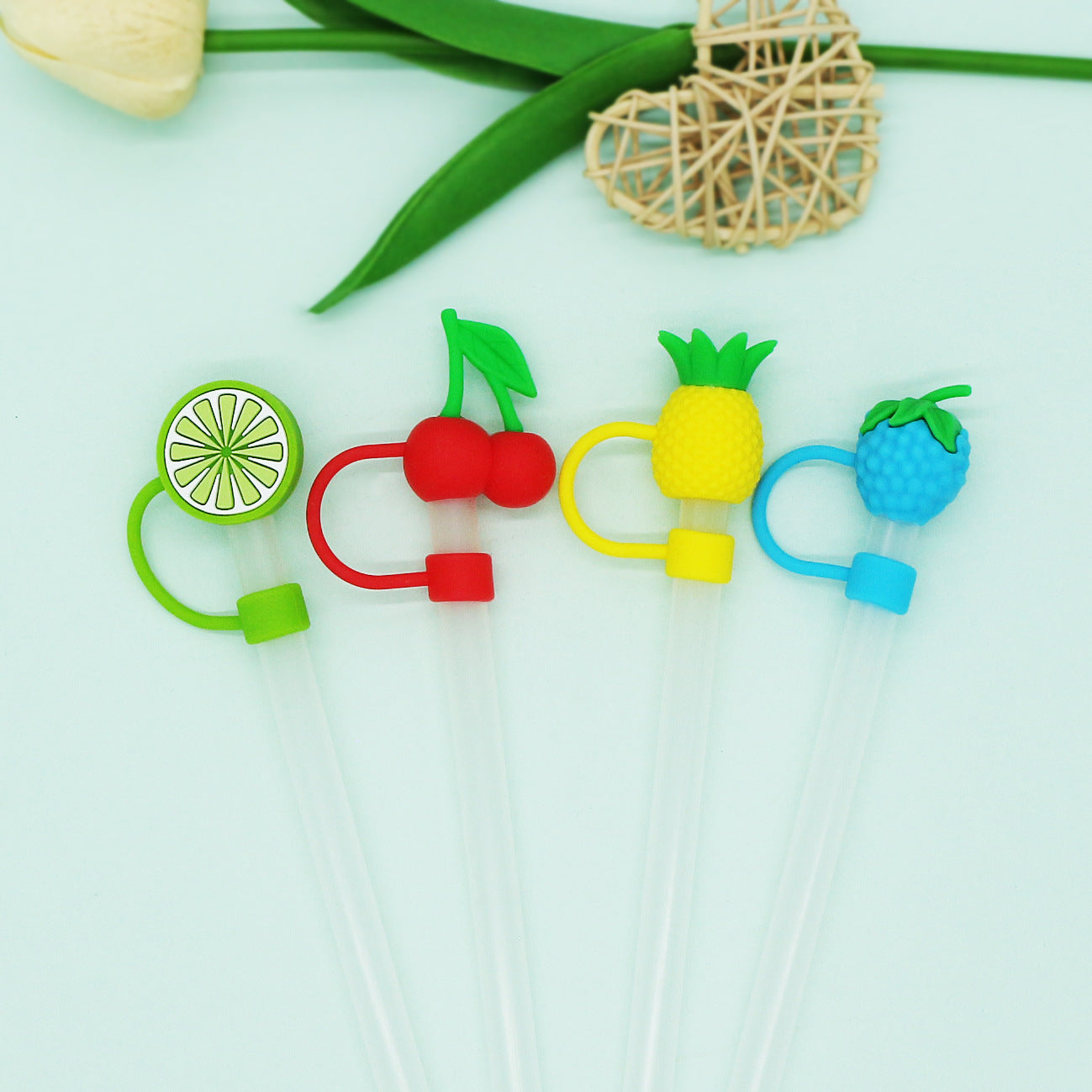 Wholesale 1pcs Silicone fruit small cute large diameter 10MM straw cap