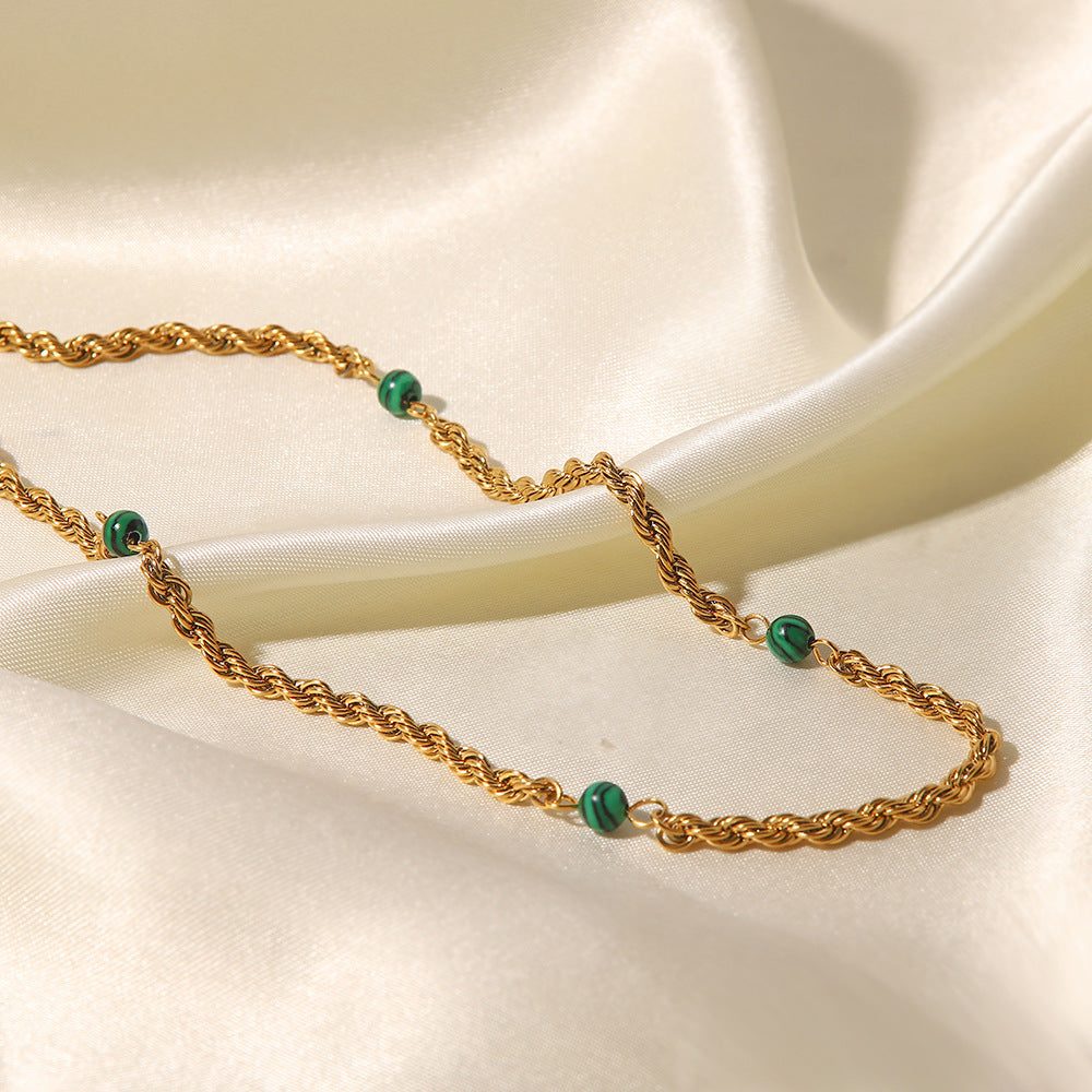 Wholesale Natural Malachite Clavicle Twist Necklaces