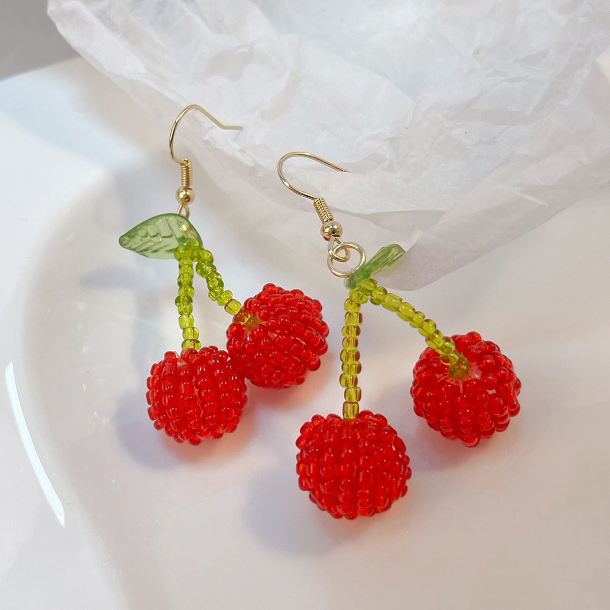 Wholesale Spring and summer colorful flower earrings handmade crystal beaded braided long earrings