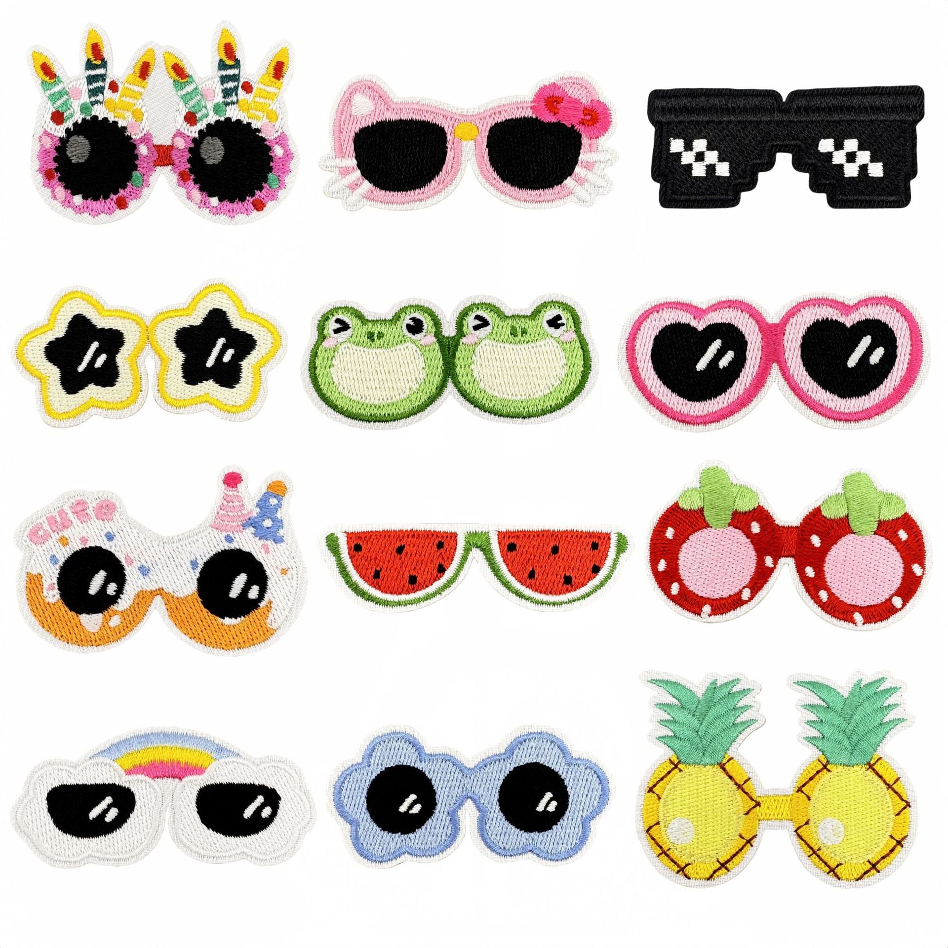 Wholesale Stylish Embroidered Patch Funny Sunglasses Watermelon Design Iron On For Bags Hats Clothing DIY Craft Supply