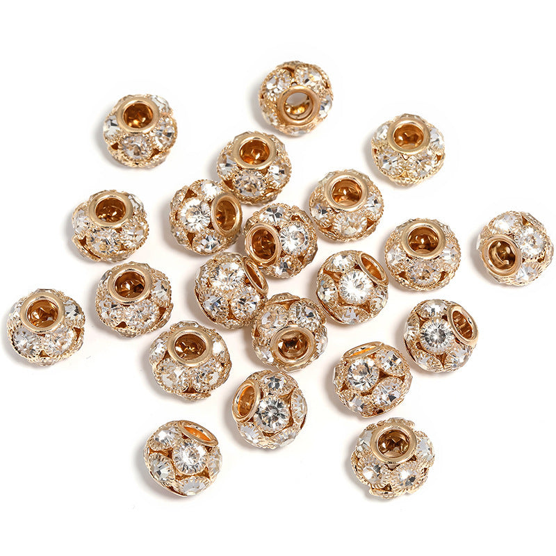 Wholesale 50pcs Large Hole  Ball Beaded Diamond  Beads