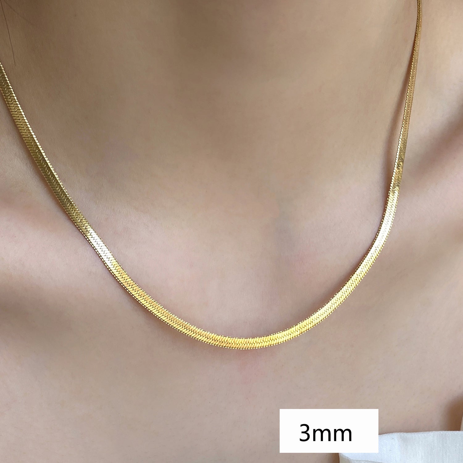 Wholesale Golden cladosporin chain flat snake women's 18K gold plated snake bone chain necklace