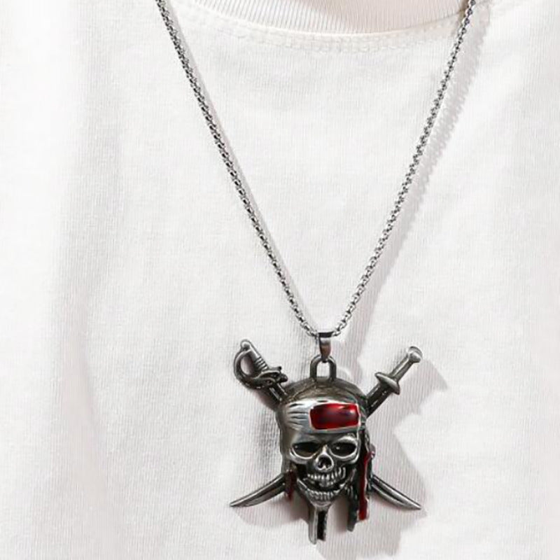 Wholesale Pirates of The Caribbean Captain Jack Sparrow Skull Punk Necklace