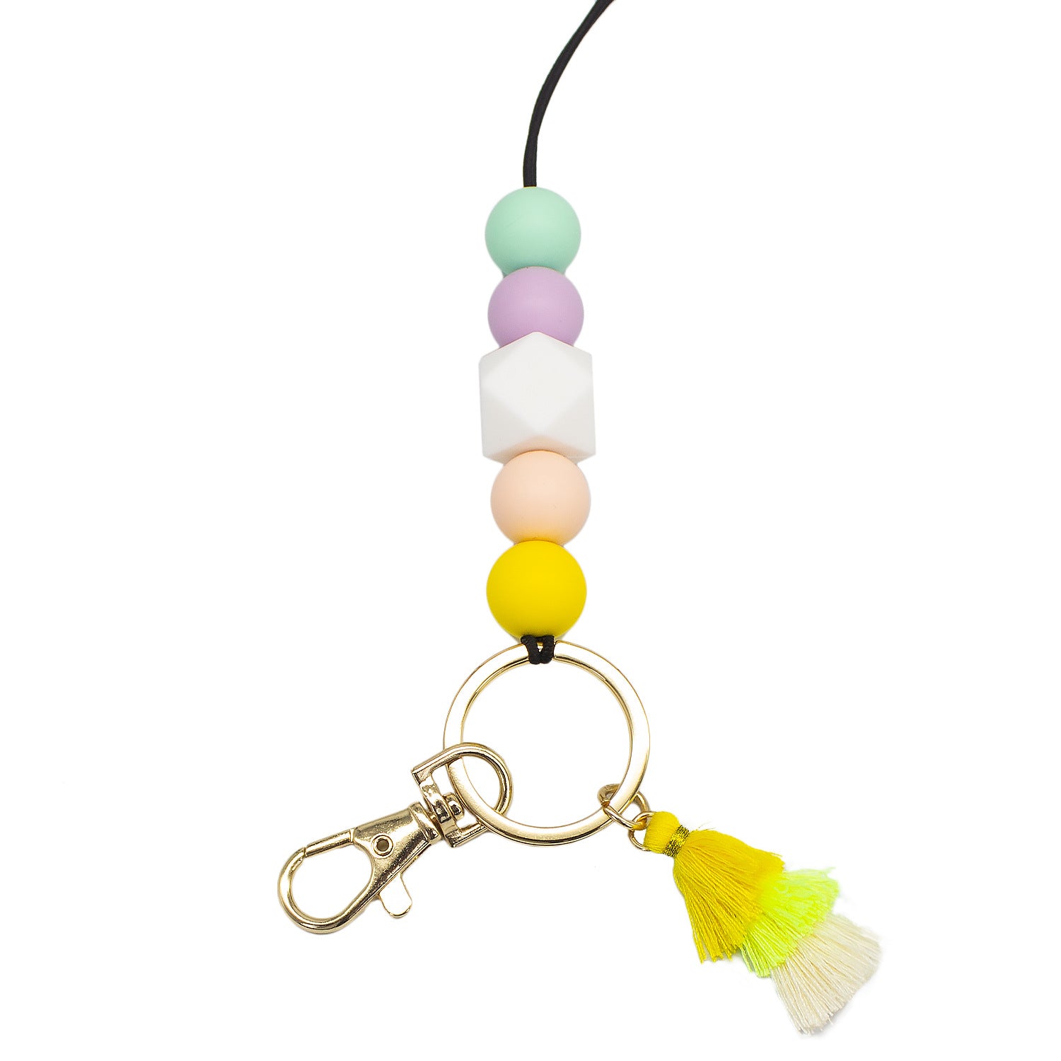 Wholesale Cartoon Silicone Soft Glue Beaded Tassel Lanyard Keychain