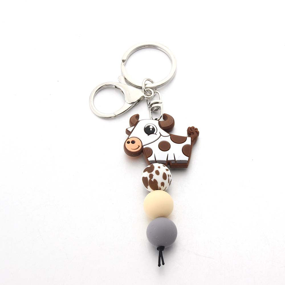 Wholesale Cow Tooth Hat Letter Silicone Bead Keychain