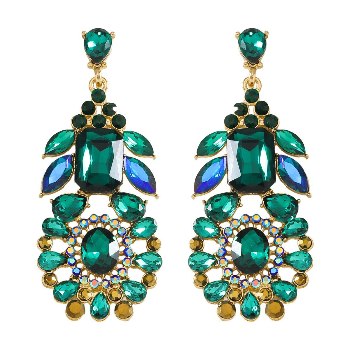 Wholesale Geometric Water Drop Love Petals Leaves Diamond Earrings