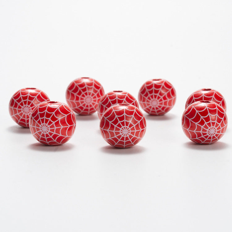 Wholesale 10pcs Halloween Colorful Pattern Wooden Beads