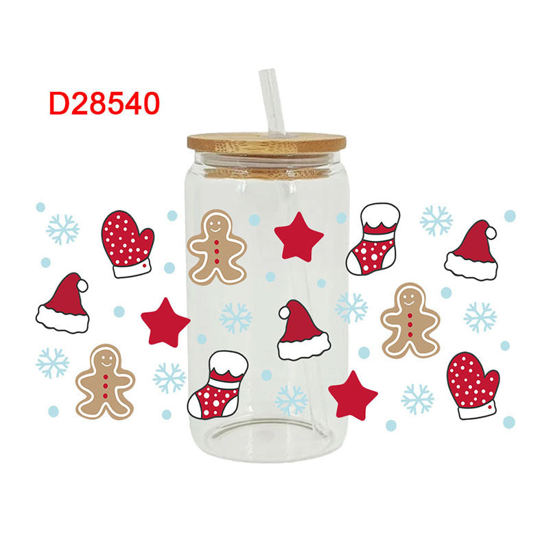 Wholesale Colorful Christmas Tree   16oz Cup UV DTF Wraps