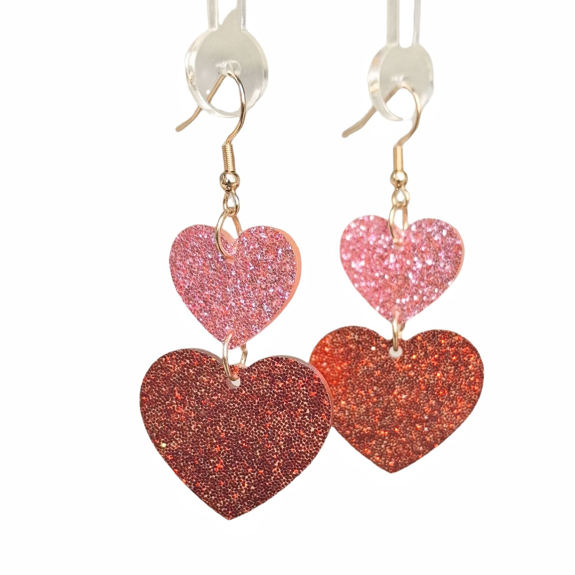 Wholesale Valentine' s Day series pink red sequin love acrylic earrings