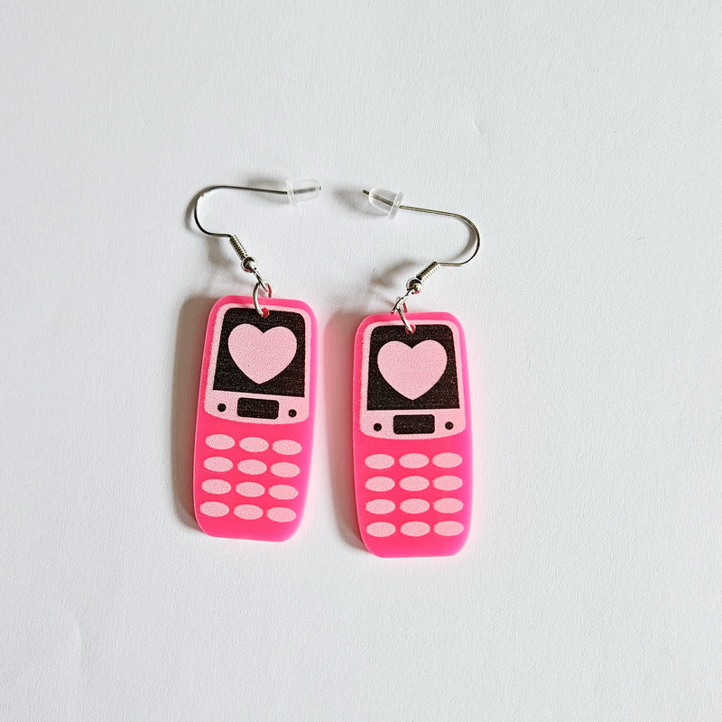 Wholesale Valentine's Day Love Game Console Tape Record Mobile Phone Acrylic Earrings