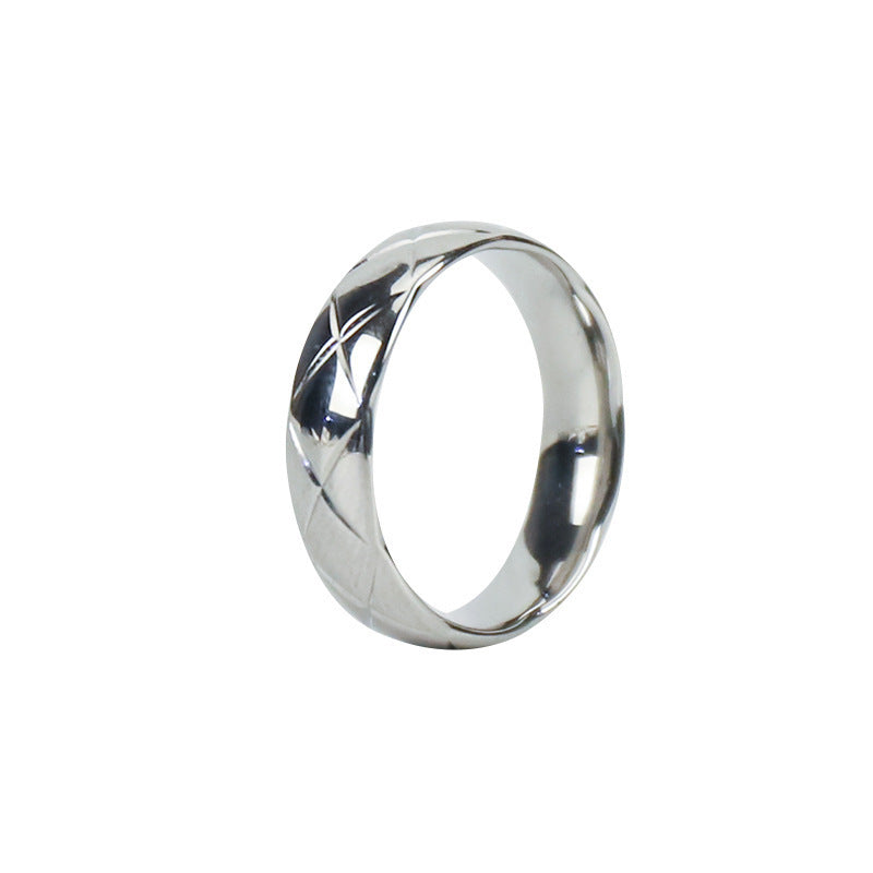 Wholesale Diamond Patterned Stainless Steel 18K Gold-plated Ring