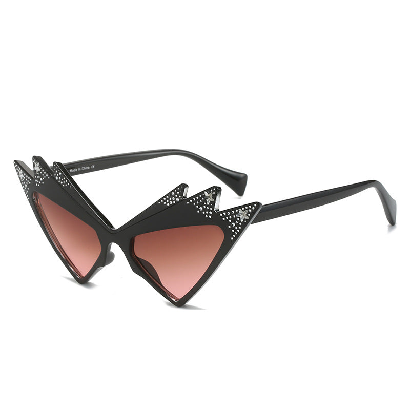 Wholesale Butterfly Shape Diamond Frameless Fashion Exaggerated Sunglasses