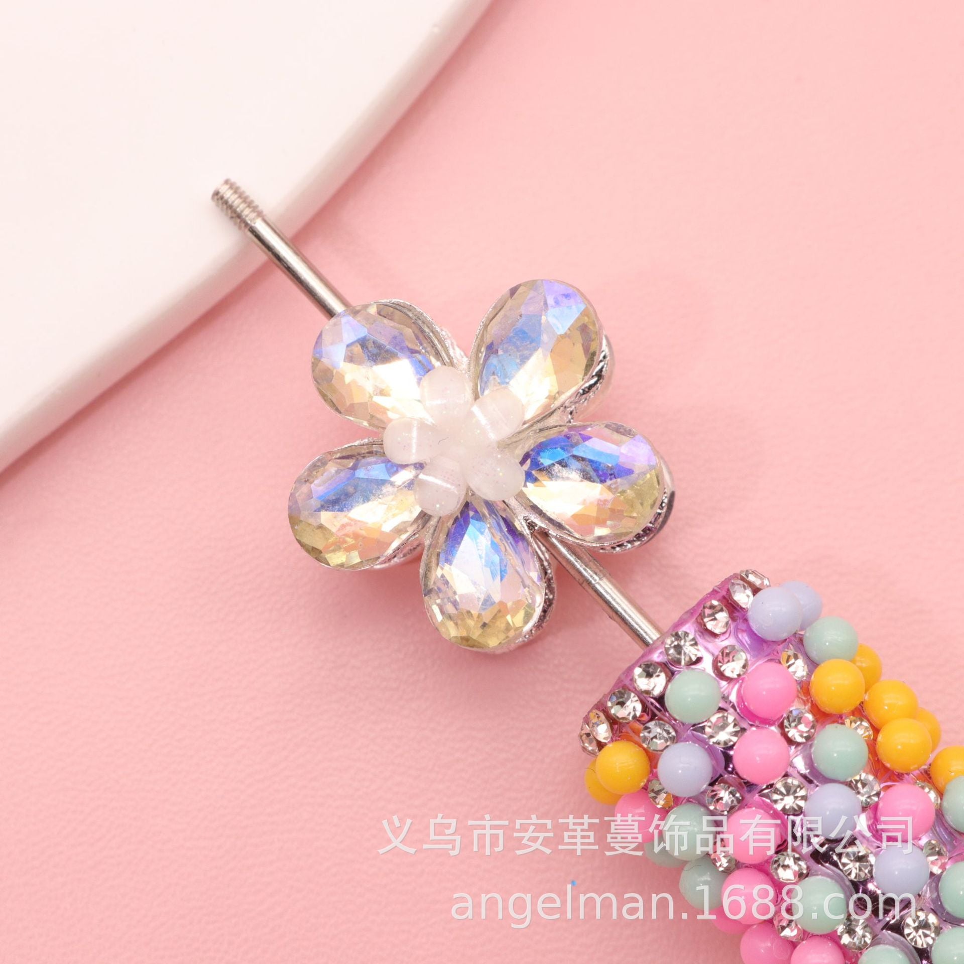 Wholesale Five-leaf flower beads double-sided crystal flower electroplating DIY beads