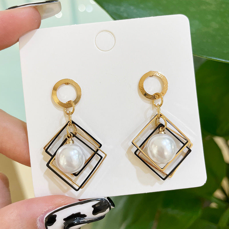 Wholesale Vintage Square Irregular Dream Catcher Pearl Earrings