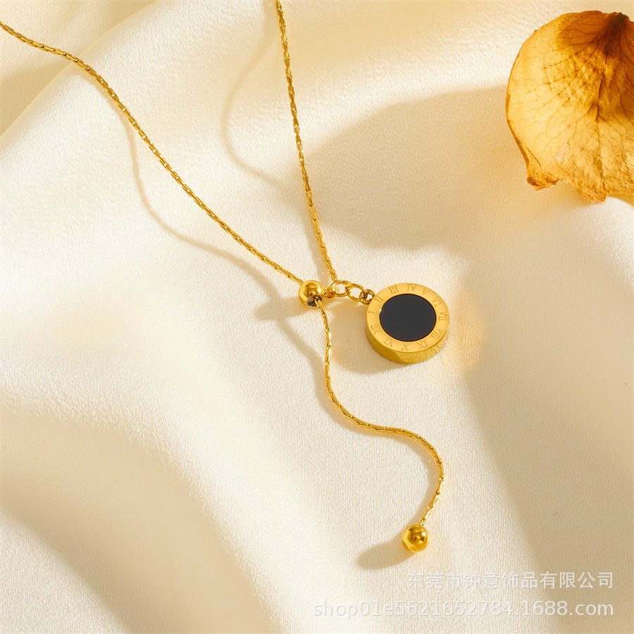 Wholesale Chinese Style Blessing Character To Attract Wealth and Fortune 18K Gold Plated Anti-allergic Titanium Steel Non-fading Necklaces