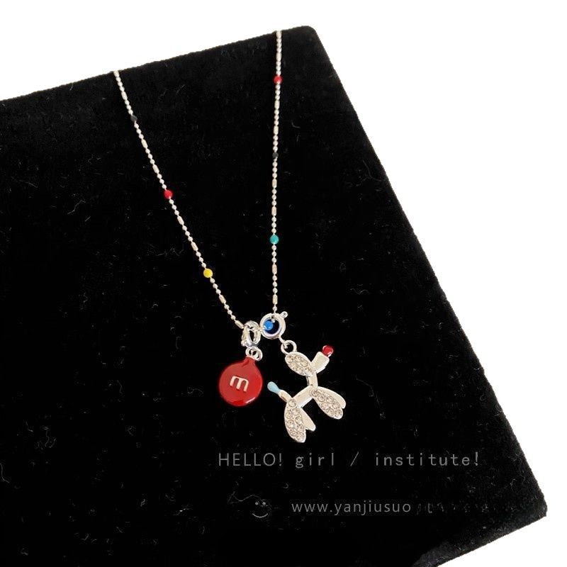 Wholesale Red M bean balloon dog pendant necklace