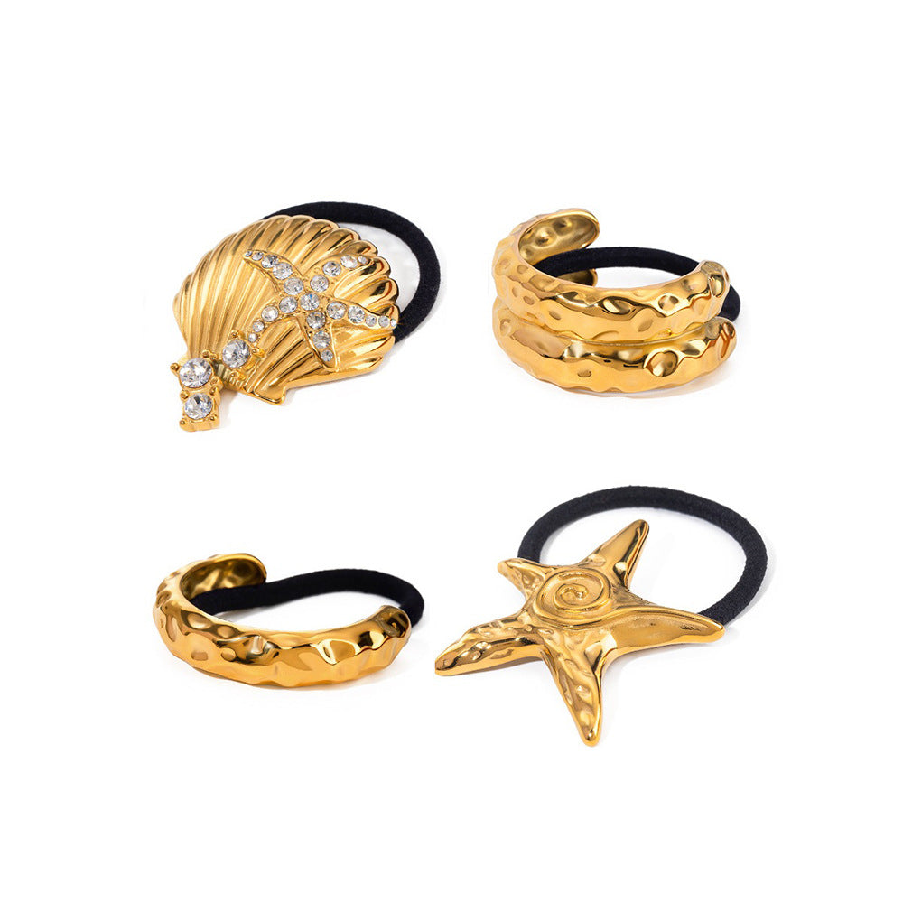 Wholesale Stainless Steel Metal High-grade Ins Rubber Band Love Bow Ponytail Hair Rope