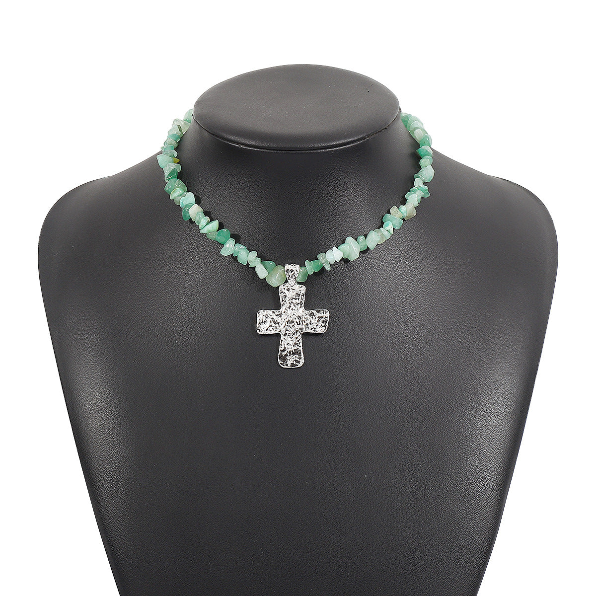 Wholesale Irregular Western Cowboy Style Natural Stone Turquoise Cross Necklace