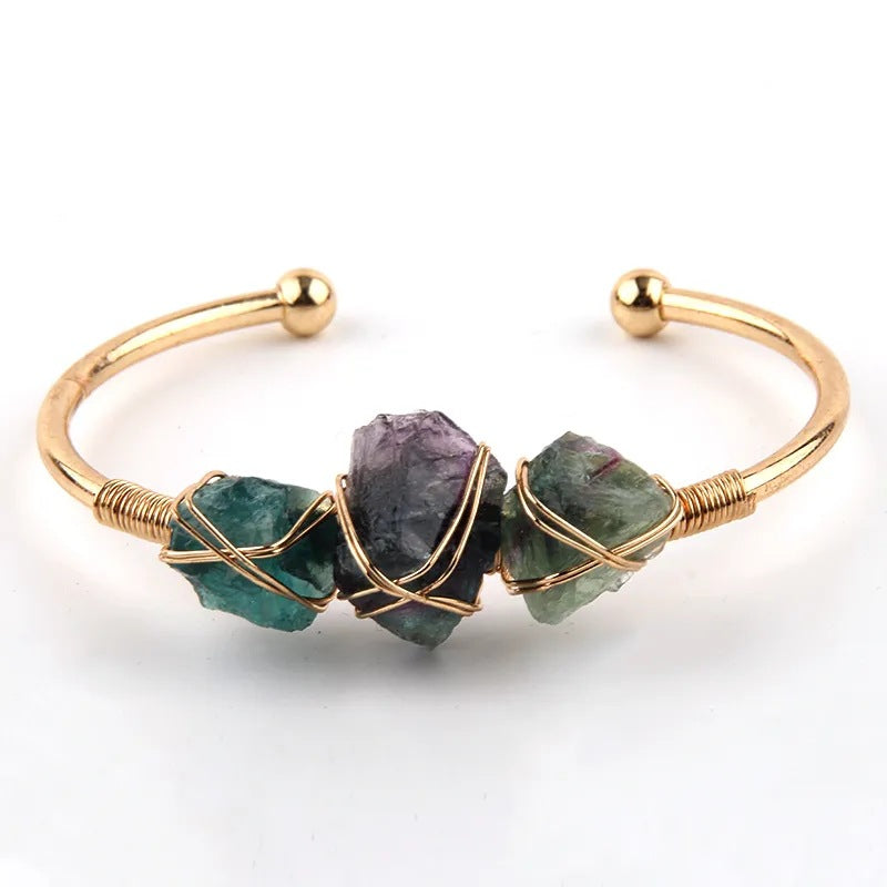 Wholesale Natural Stone Fashion Crystal Open Bracelet