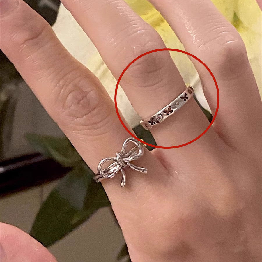 Wholesale Irregular chollow mini butterfly diamond ring