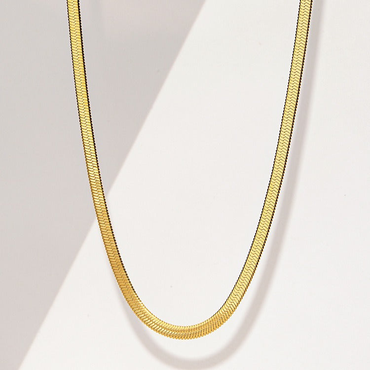 Wholesale Golden cladosporin chain flat snake women's 18K gold plated snake bone chain necklace