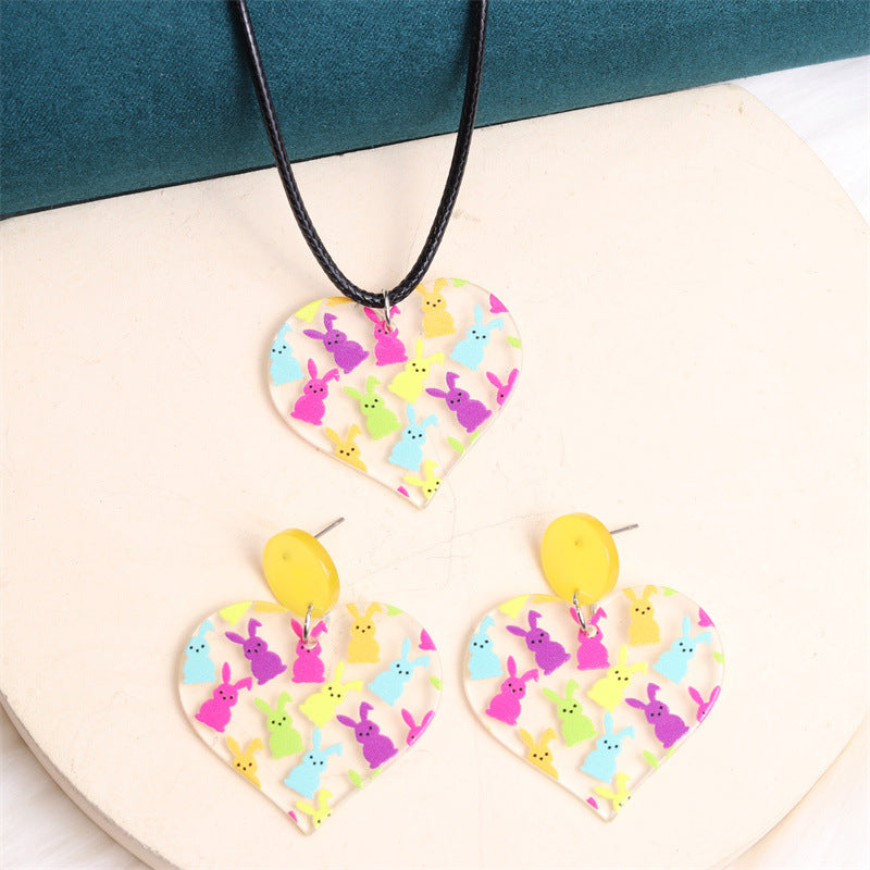 Wholesale Easter Transparent Love Rabbit Acrylic Earrings
