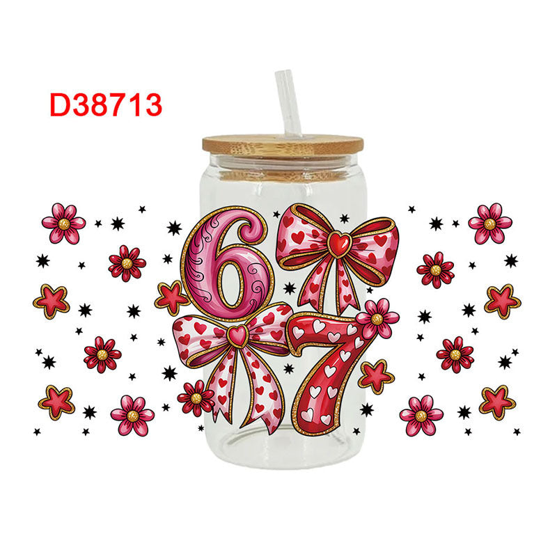Wholesale UV transfer sticker for glass cups crystal label crystal sticker 16OZ UV DTF WRAPS