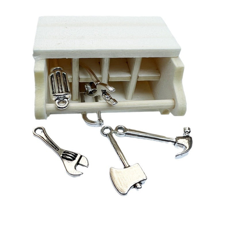 Wholesale 1:12 dollhouse miniature model miniature scene wooden tool box axe scissors set
