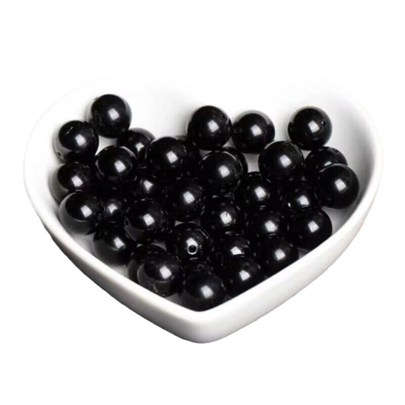 Wholesale Glazed Glass Imitation Obsidian Black Loose Beads 6Mm Round For DIY Jewelry Making Fashion Accessory Boutique Resale