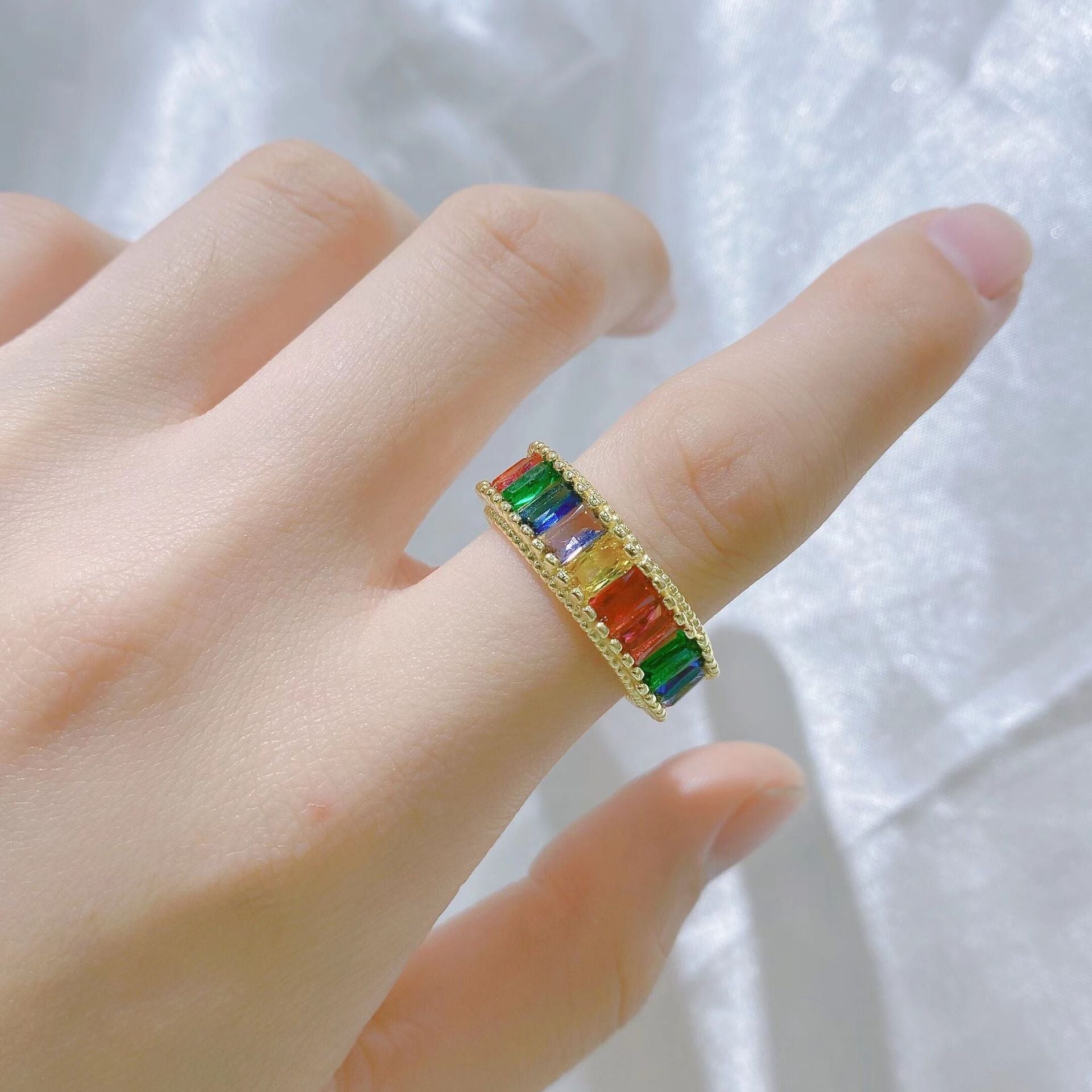 Wholesale Colorful Creative Niche Luxury Fashion Opening Adjustable Ring