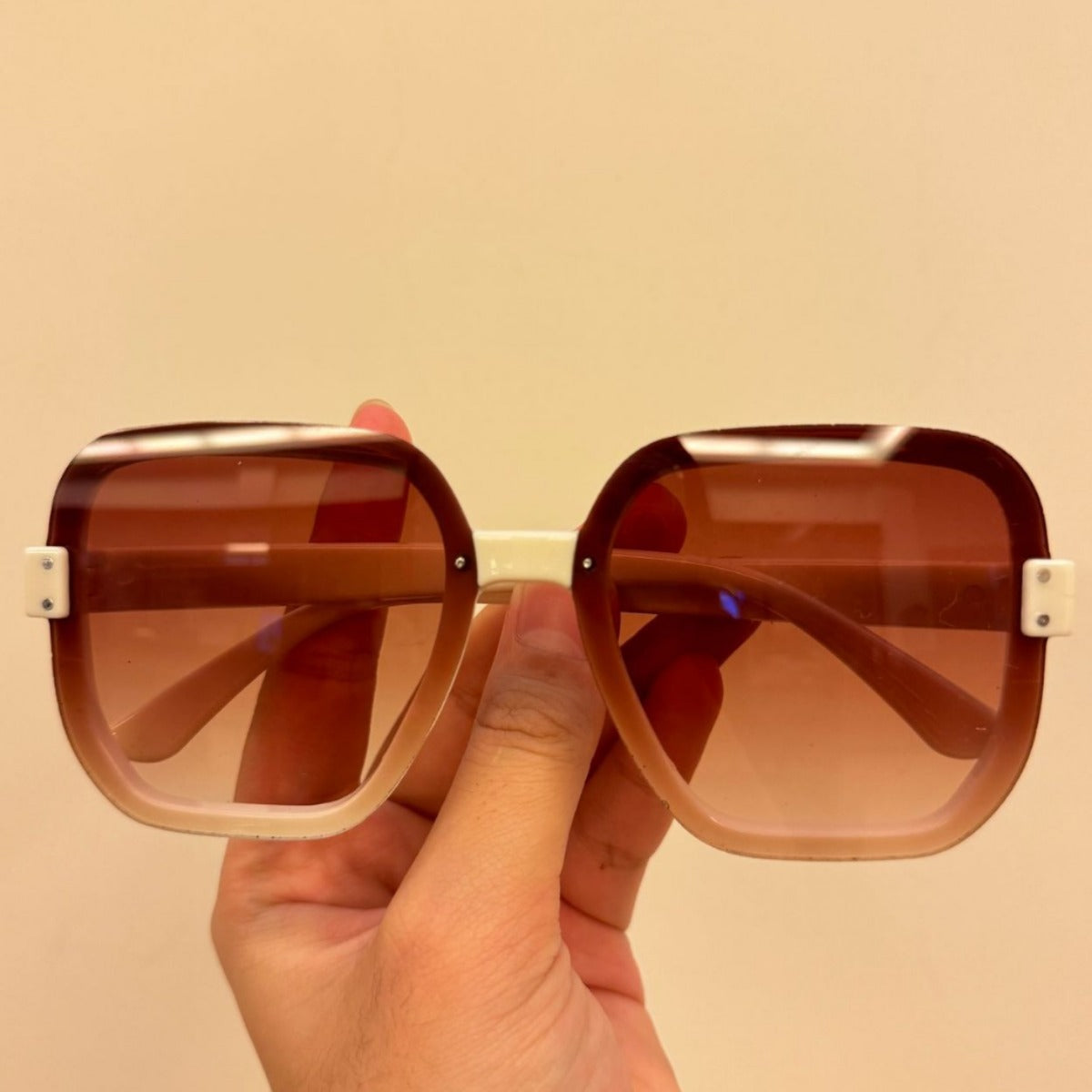 Wholesale Trendy Personality Gradient Ocean Film Rice Nail Large Frame Sunshade Frameless Casual Sunglasses