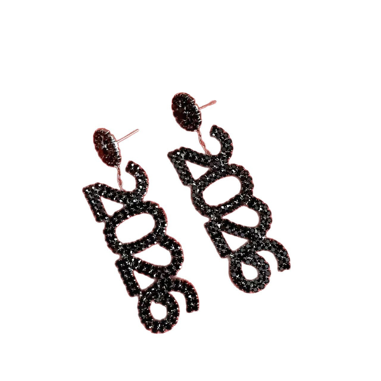 Wholesale Full Diamond Number 2026 Blingbling Earrings