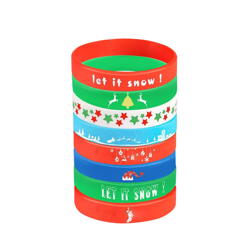 Wholesale  20pcs/pack Cartoon pattern Christmas rubber silicone bracelet
