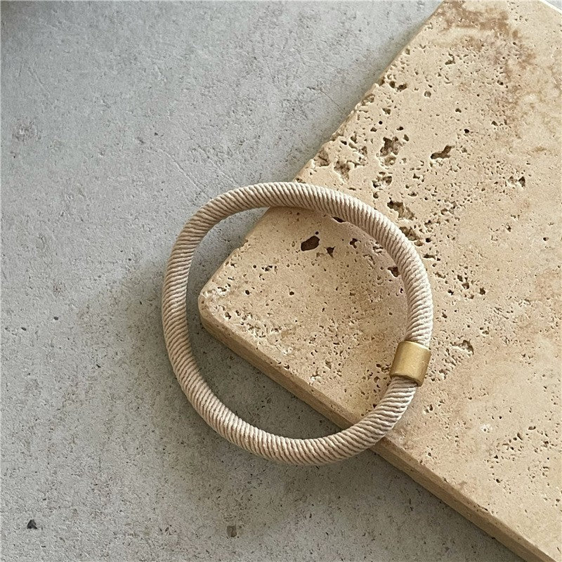 Wholesale High Elastic Brown Threaded Gold Bead Hairband