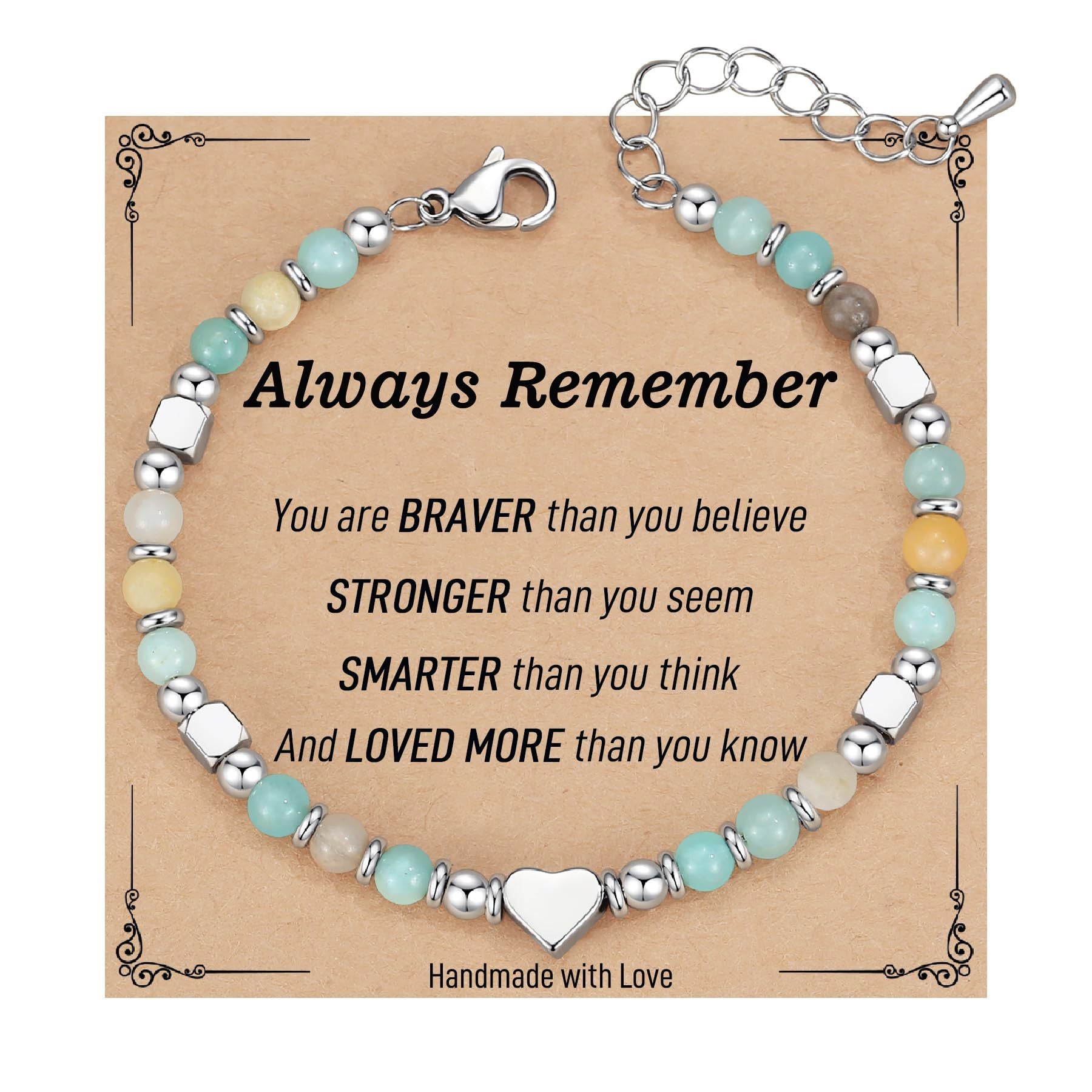 Wholesale  Natural Stone Crystal Peach Heart Colorfuled Beaded Stainless steel Bracelet