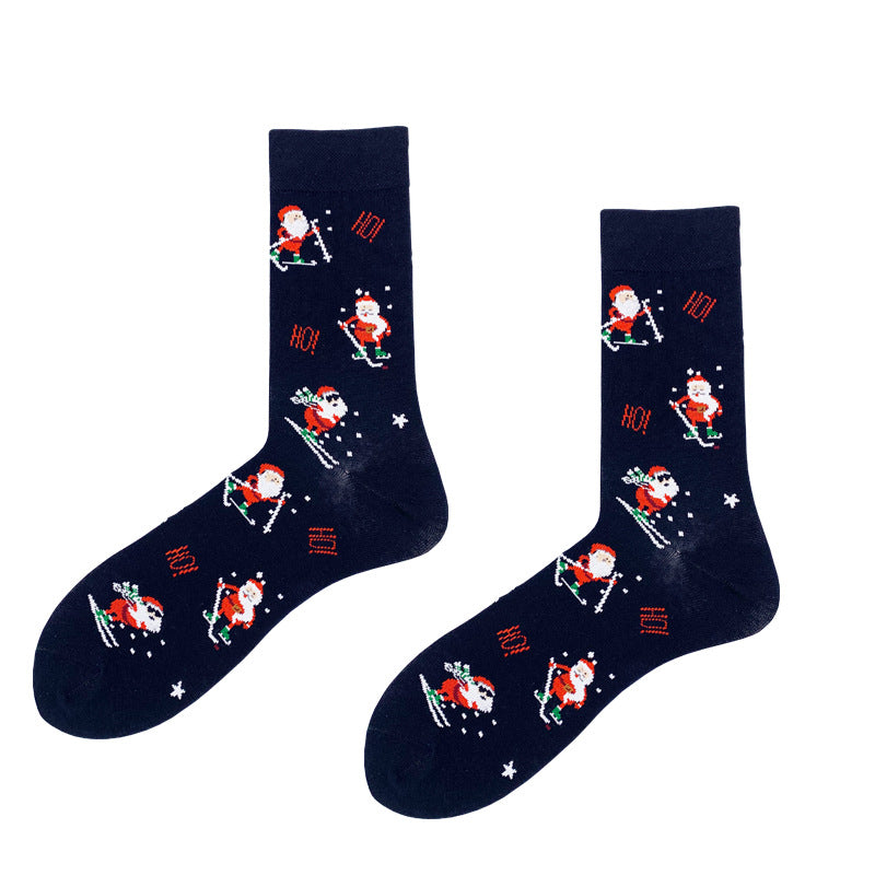 Wholesale Autumn Christmas Tree Elk Middle Tube Cotton Socks