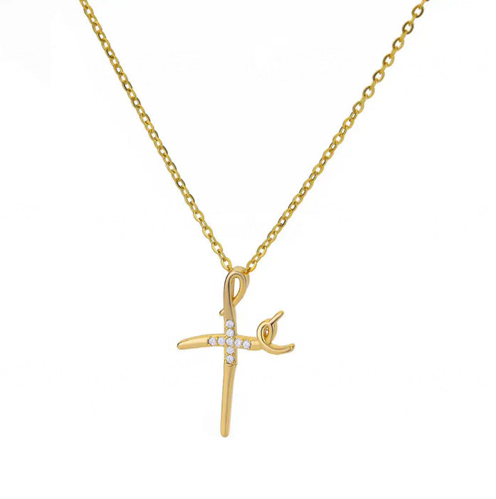 Wholesale Copper Micro-inlaid Zircon Fashion Snake Cross Necklace