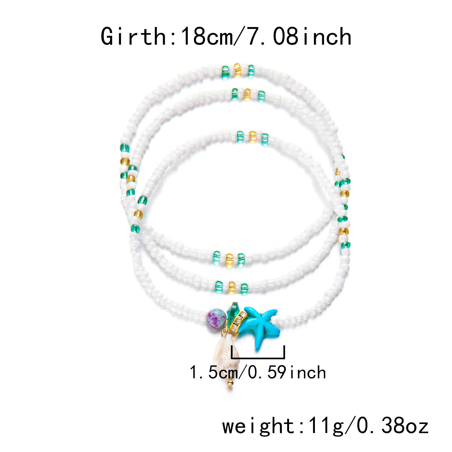 Wholesale Holiday Style Rice Pearl Conch Devil' s Eye Anklet Bracelet